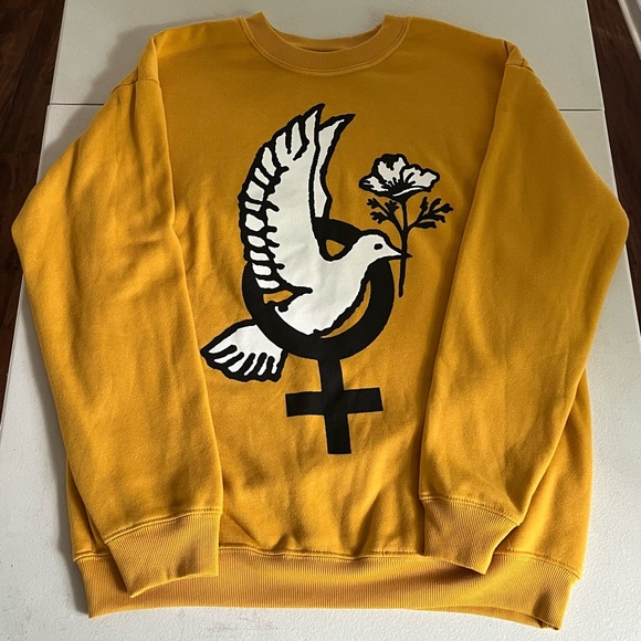 OBEY Worldwide Yellow Sweatshirt with Graphic Design, Size Large - Picture 1 of 7